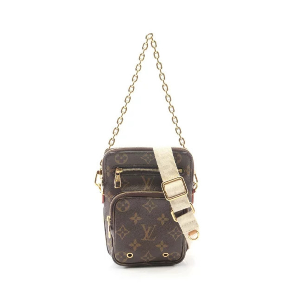 Louis Vuitton Utility Crossbody Monogram Handbag Canvas Leather Brown